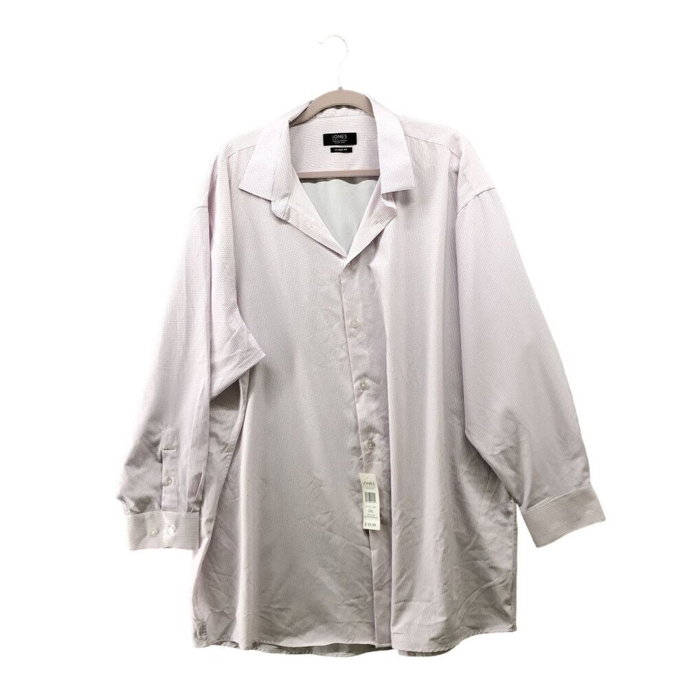 NWT Jones New York Classic Fit Performance Shirt Mens 3XL White Pink Long Sleeve